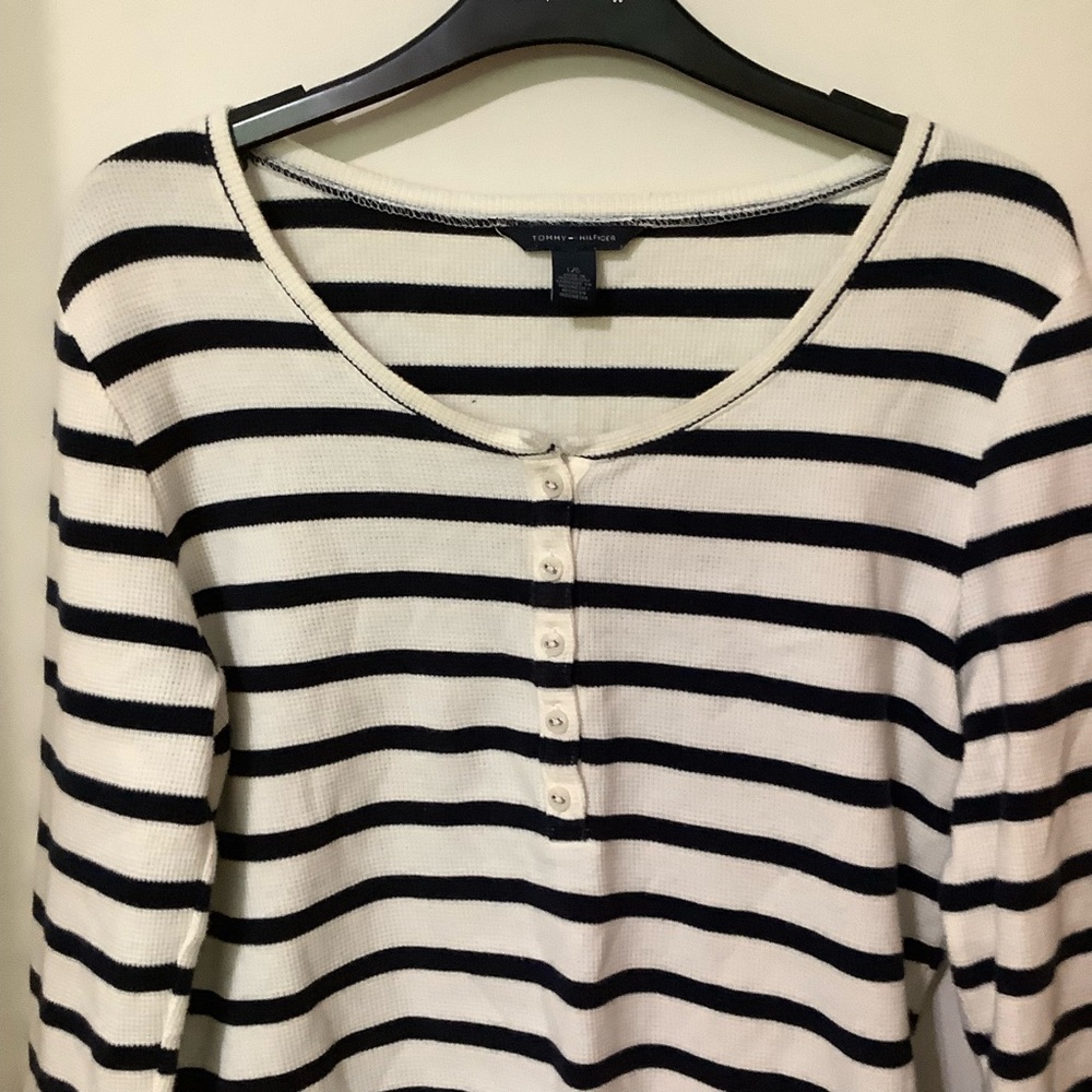 TOMMY HILFIGER Striped Navy & White Top - Picture 4 of 5
